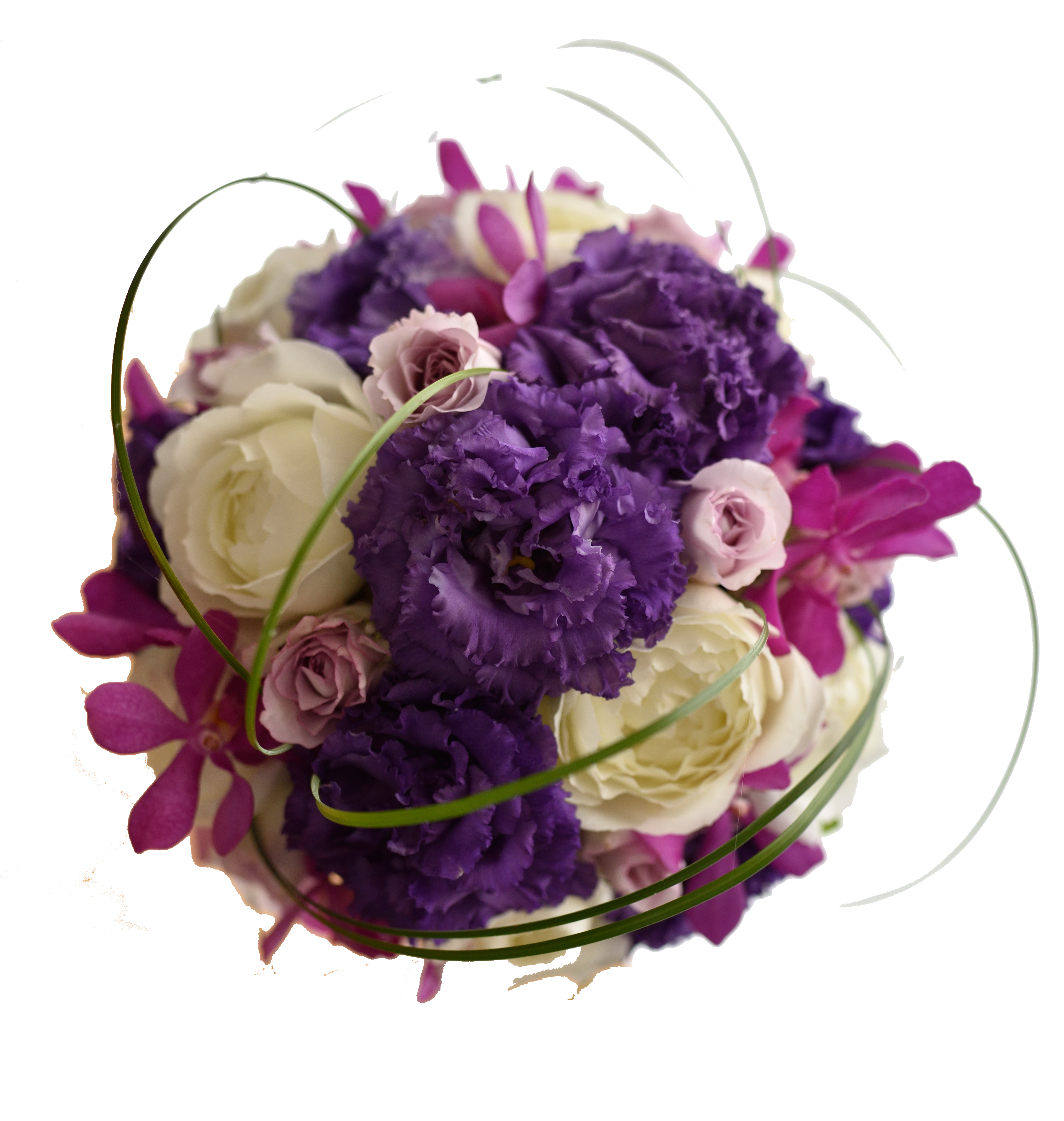 紫のトルコと白のオシャレブーケ フラワーショップ 花次郎 ウェディングブーケ