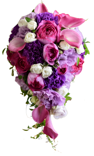 シックなピンク紫のオーバルブーケ フラワーショップ 花次郎 ウェディングブーケ